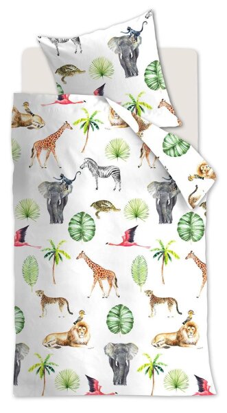 Ambiante Bettwäsche Savanna Friends_Multi_DE_UV_155x220 155 x 220 cm + 1x 80 x 80 cm 1 Bettbezug, 1 Kissenbezug