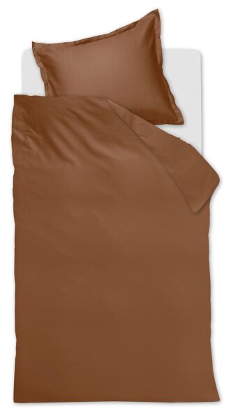 Ambiante Bettwäsche Satin Uni_Brown_DE_UV_155x220 155 x 220 cm + 1x 80 x 80 cm 1 Bettbezug, 1 Kissenbezug