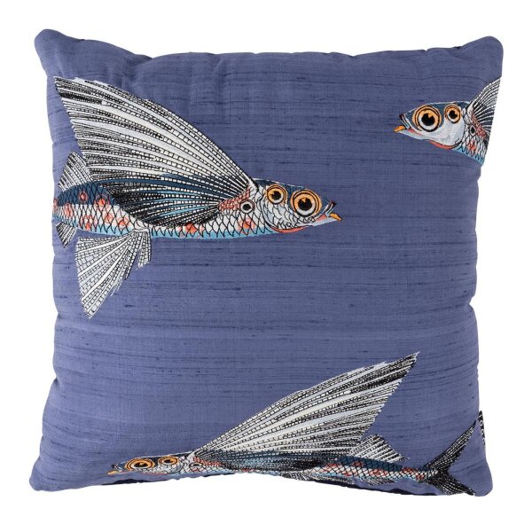 Beddinghouse Dekokissen Embroidered Flying Coral Fish cushion_Blue_UV_UV_45x45 45x45 cm / 18x18 Inch 1 Zierkissen