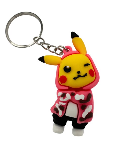 Schlüsselanhänger Pokemon Pikachu Mini Anhänger Geschenk Cartoon Schlüsselanhänger Silikon Schlüsselanhänger für Handyhülle Charme Rucksack Geschenk pink