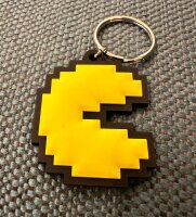 Schlüsselanhänger 5cm Mini Anhänger Geschenk Cartoon Schlüsselanhänger Silikon Schlüsselanhänger für Handyhülle Charme Rucksack Geschenk Pac-Man gelb