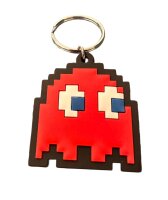 Schlüsselanhänger 5cm Mini Anhänger Geschenk Cartoon Schlüsselanhänger Silikon Schlüsselanhänger für Handyhülle Charme Rucksack Geschenk Pac-Man gelb Blinky rot