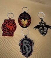 Schlüsselanhänger 6 cm House of the Dragon Game of Thrones Mini Anhänger Geschenk Cartoon Schlüsselanhänger Silikon Schlüsselanhänger für Handyhülle Charme Rucksack Geschenk Wappen Haus Targaryen grau schwarz