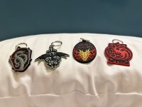 Schlüsselanhänger 6 cm House of the Dragon Game of Thrones Mini Anhänger Geschenk Cartoon Schlüsselanhänger Silikon Schlüsselanhänger für Handyhülle Charme Rucksack Geschenk Wappen Haus Targaryen grau schwarz