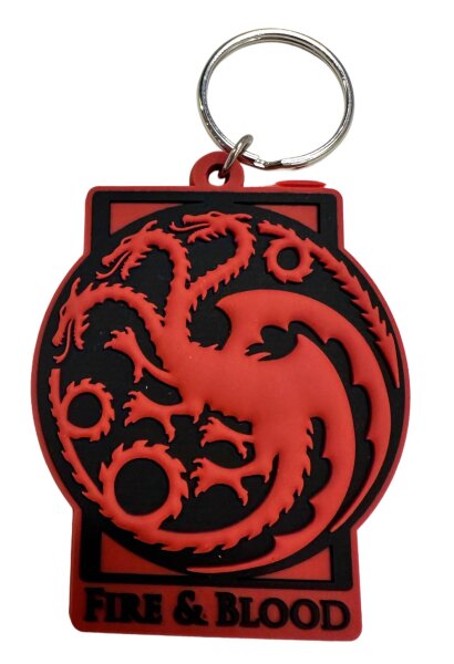 Schlüsselanhänger 6cm House of the Dragon Game of Thrones   Mini Anhänger Geschenk Cartoon Schlüsselanhänger Silikon Schlüsselanhänger für Handyhülle Charme Rucksack Geschenk Wappen Haus Targaryen rund rot Fire & Blood