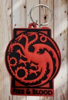 Schlüsselanhänger 6cm House of the Dragon Game of Thrones   Mini Anhänger Geschenk Cartoon Schlüsselanhänger Silikon Schlüsselanhänger für Handyhülle Charme Rucksack Geschenk Wappen Haus Targaryen rund rot Fire & Blood