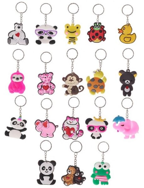 Schlüsselanhänger  Mini Anhänger Geschenk Cartoon Schlüsselanhänger Silikon Schlüsselanhänger für Handyhülle Charme Rucksack Geschenk Tier Animals Panda Brille lila