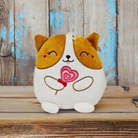 KAWAII Kuties Plüsch Kuscheltier Plüsch Plüschfigur Hund braun weiß Stofftier für Kinder 20 cm Anime Kawaii Plush Stofftier Cute Plushie Halloween Geschenke