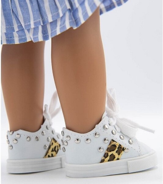 Puppenschuhe Puppen Sneaker weiß Leopard Puppenbekleidung für Puppe 43 cm