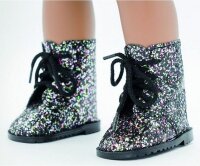 Puppenschuhe Schuhe Boots schwarz Glitzer...