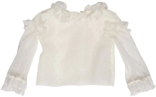 Puppen Bluse Blouse weiß mit Spitze Puppenbekleidung für Puppe 43 cm