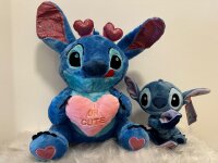 Lilo und Stitch Kuscheltier Lilo und Stitch Plüschtier XXL 50 cm Stofftier Anime Kawaii Plush Stofftier Cute Plushie Halloween Weihnachten Geschenke für Kinder Stitch Herz Rosa 50 cm