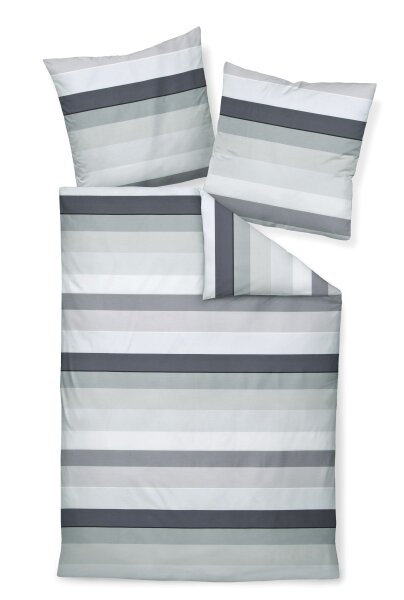 Janine Mako-Satin Bettwäsche 155 x 220 cm 80 x 80 2 teilig  J. D. 87097-08-512 platin graphit