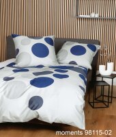 Janine Mako-Satin Bettwäsche 200 x 220 cm + 2 x 80 x 80 3 teilig  moments 98115-02-622 denimblau