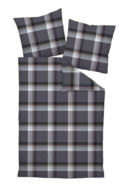 Janine Mako-Satin Bettwäsche 155 x 220 cm 80 x 80 2 teilig  MILANO 45103-08-512 titan
