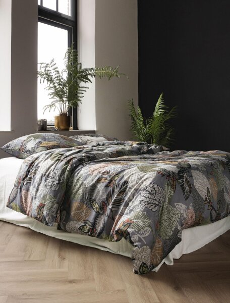 Irisette Mako-Satin Bettwäsche Set Wave 8561 grau 140 x 200 cm + 1 Kissenbezug 90x70 cm