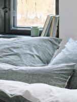 Irisette Mako-Satin Bettwäsche Set Wave-HK 8557 salbei 155 x 220 cm + 1 Kissenbezug 80x80 cm