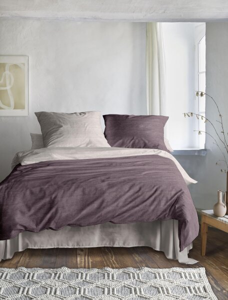 Irisette Mako-Satin Bettwäsche Set Wave-HK 8557 mauve 135 x 200 cm + 1 Kissenbezug 80x80 cm