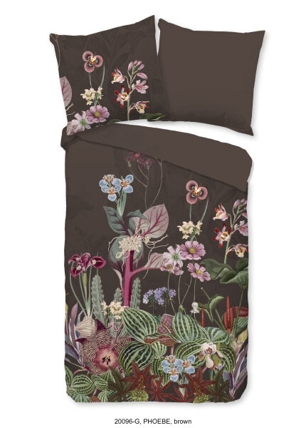 Good Morning Renforcé Bettwäsche 155 X 220 cm + 1- 80 X 80 cm Phoebe flowers braun