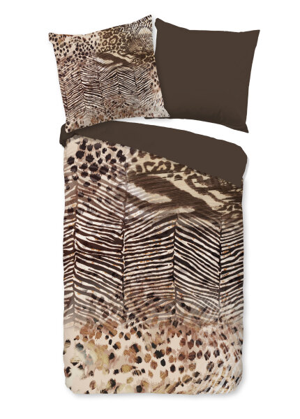 Pure Microfaser Bettwäsche 135 X 200 cm + 1- 80 X 80 cm Skins animal print braun