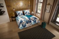 Pure Microfaser Bettwäsche 135 X 200 cm + 1- 80 X 80 cm Zari blue birds blau