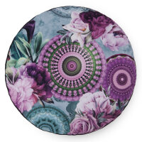 hip Polyvelvet Dekokissen 55 rond Bandhura mandalas and flowers bunt