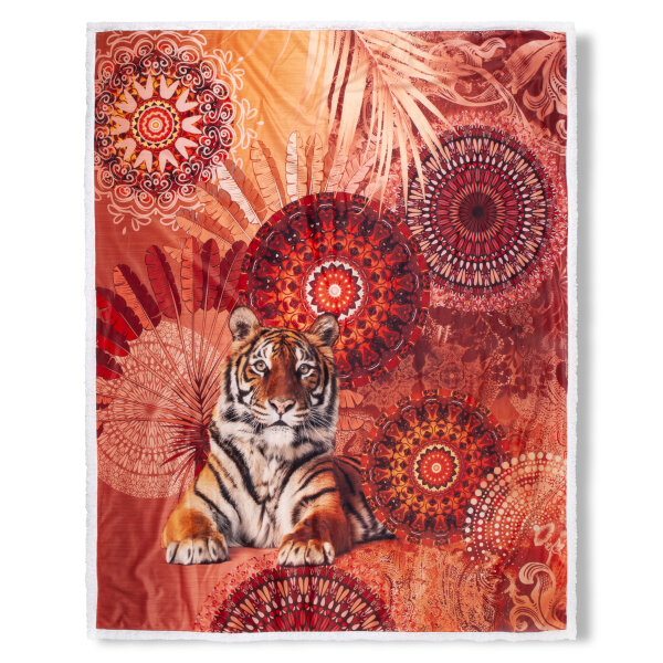 hip Polyvelvet Kuscheldecke 130 X 160 cm Anakin mandalas and a tiger orange