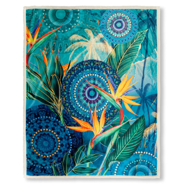 hip Polyvelvet Kuscheldecke 130 X 160 cm Novia mandalas and strelitzia flowers bunt