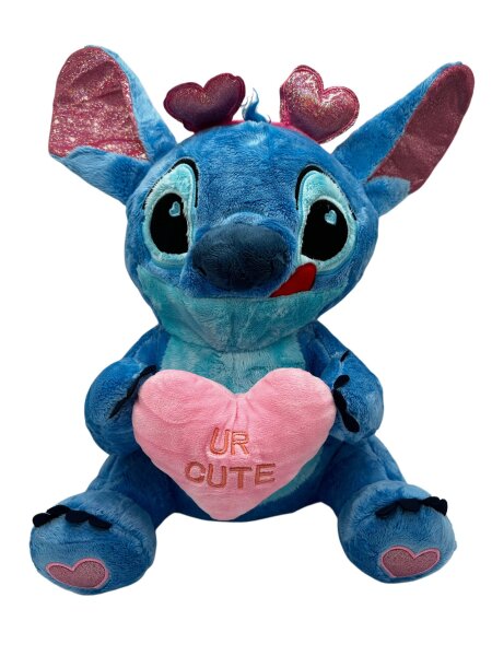 Lilo und Stitch Kuscheltier Lilo und Stitch Plüschtier XXL 24 cm Stofftier Anime Kawaii Plush Stofftier Cute Plushie Halloween Weihnachten Geschenke für Kinder Stitch Herz Rosa 30 cm