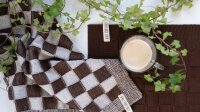 Knit Factory Küchentuch Block Ecru/Chocolate