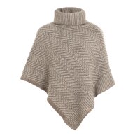 Knit Factory Amber Gestrickter Poncho Marron/Iced Clay