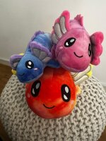 Axolotl Echse Molch Kuscheltier Figur Plüsch Tintenfisch Spiel Puppe XL 32 cm Plüschtier Püsch Wassertier blau neu