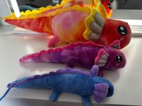 Axolotl Echse Molch Kuscheltier Figur Plüsch Tintenfisch Spiel Puppe XL 32 cm Plüschtier Püsch Wassertier grün neu