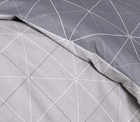 Soma Biber Bettwäsche 2tlg grau Silber 65101-08 | Bettwäsche-Set aus 100% Baumwolle | 2 teilige Wende-Bettwäsche 135x200 cm & Kissen 80x80 cm | Geometrisches Muster