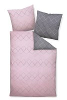 Soma Biber Bettwäsche 2tlg grau rosa 65102-08| Bettwäsche-Set aus 100% Baumwolle | 2 teilige Wende-Bettwäsche 135x200 cm & Kissen 80x80 cm | Nordic nordisch Style Muster