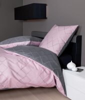 Soma Biber Bettwäsche 2tlg grau rosa 65101-01|...