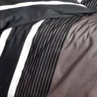 Soma Biber Bettwäsche Davos 2 teilig Bettbezug 155 x 220 cm Kopfkissenbezug 80 x 80 cm Nougat schwarz Streifen