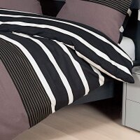 Soma Biber Bettwäsche Davos 2 teilig Bettbezug 135 x 200 cm Kopfkissenbezug 80 x 80 cm Nougat schwarz Streifen