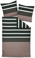 Soma Biber Bettwäsche Davos 2 teilig Bettbezug 135 x 200 cm Kopfkissenbezug 80 x 80 cm Nougat schwarz Streifen