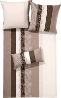 Soma Feinbiber Wende-Bettwäsche Davos 6456-07 155x220 cm + 80x80 cm paisley Streifen cappuccino