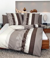 Soma Feinbiber Wende-Bettwäsche Davos 6456-07 155x220 cm + 80x80 cm paisley Streifen cappuccino