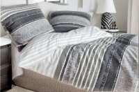 Soma Feinbiber Bettwäsche 2 teilig Bettbezug 135 x 200 cm Kopfkissenbezug 80 x 80 cm Davos 6481-8 platin graphit