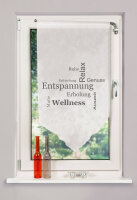 HOME WOHNIDEEN Fensterbehang Voile Digitaldruck "Auszeit" 80 x 40 cm 1x Fensterbehang Grau