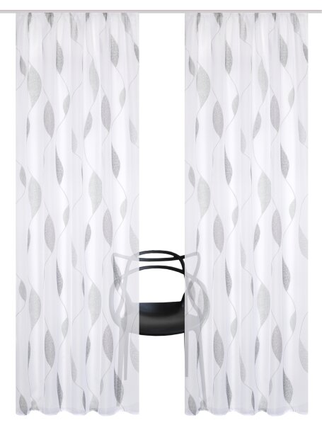 HOME WOHNIDEEN Paolo 2Er Set Kräuselband 175 x 140 cm 2x Fertigschal inkl. 1x Bügelband Stein