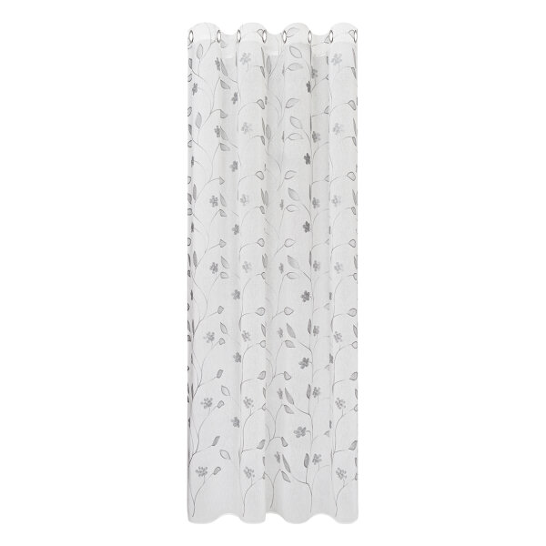 Gerster Ösenschal, bestickt Ranke 145 cm x 245 cm, grau