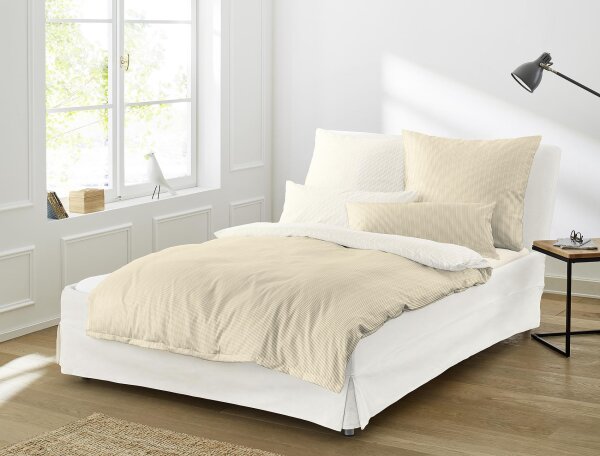 Irisette Mako-Satin Bettwäsche Set uni Linea 8021 creme 155 x 220 cm + 1 x Kissenbezug 80 x 80 cm