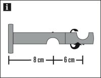 Gardinia Doppel-Kombiträger offen für Ø 20 mm titan 8 / 6 cm