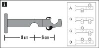 Gardinia Doppel-Kombiträger offen für Ø 20 mm bronze 8 / 6 cm