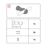 Gardinia Träger Rustikal offen für Ø 25 mm castell-eiche 9 cm