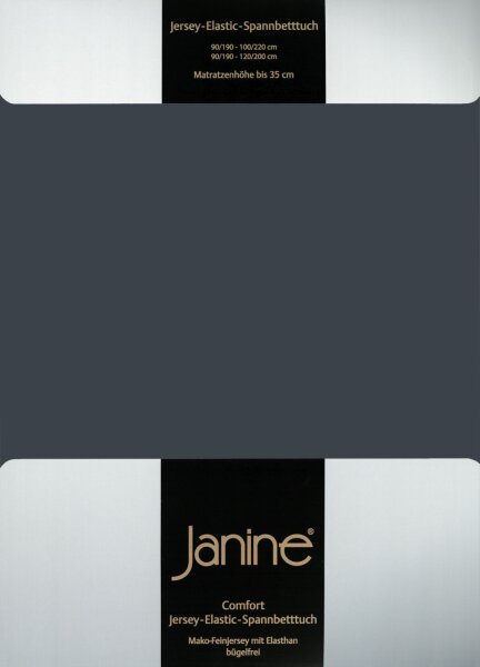 Janine Elastic-Jersey, 95% Baumwolle, 5% Elasthan Spannbettlaken SpB. 100x200 1 teilig  ELASTIC-JERSEY 5002-78-380 titan